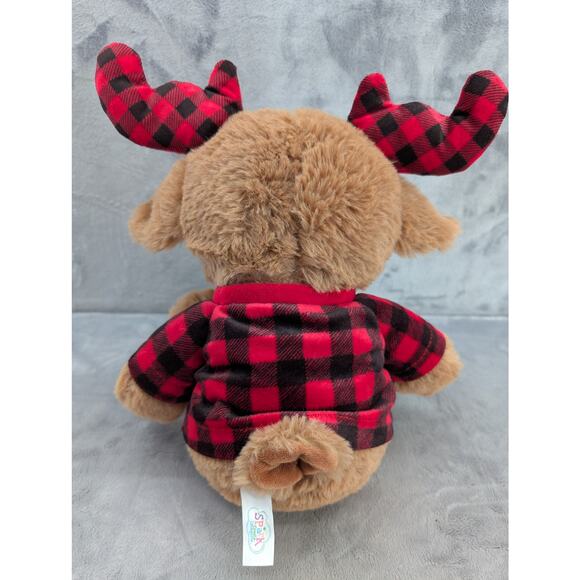 Spark Create Imagine Moose Red Black Plaid 15" Plush with a Rattle SOOO SOFT!!! - Picture 5 of 6